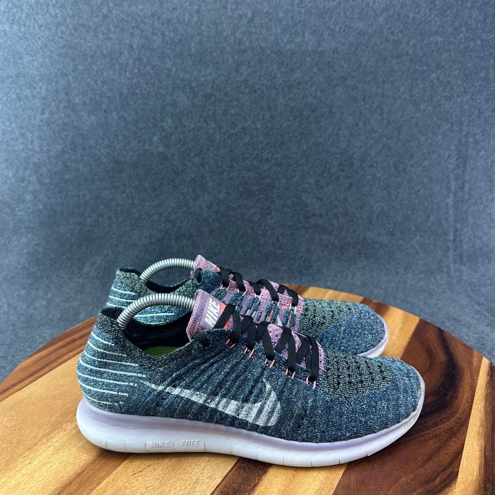 Nike Womens Free RN Flyknit 831070-004 Blue Running Shoes Sneakers Size 8